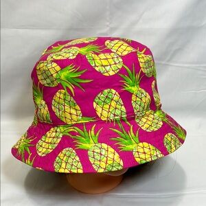 Handmade Reversible Pineapple Print Pink Bucket Hat